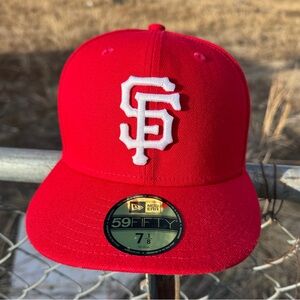 New Era Red 59FIFTY Hat with White Logo